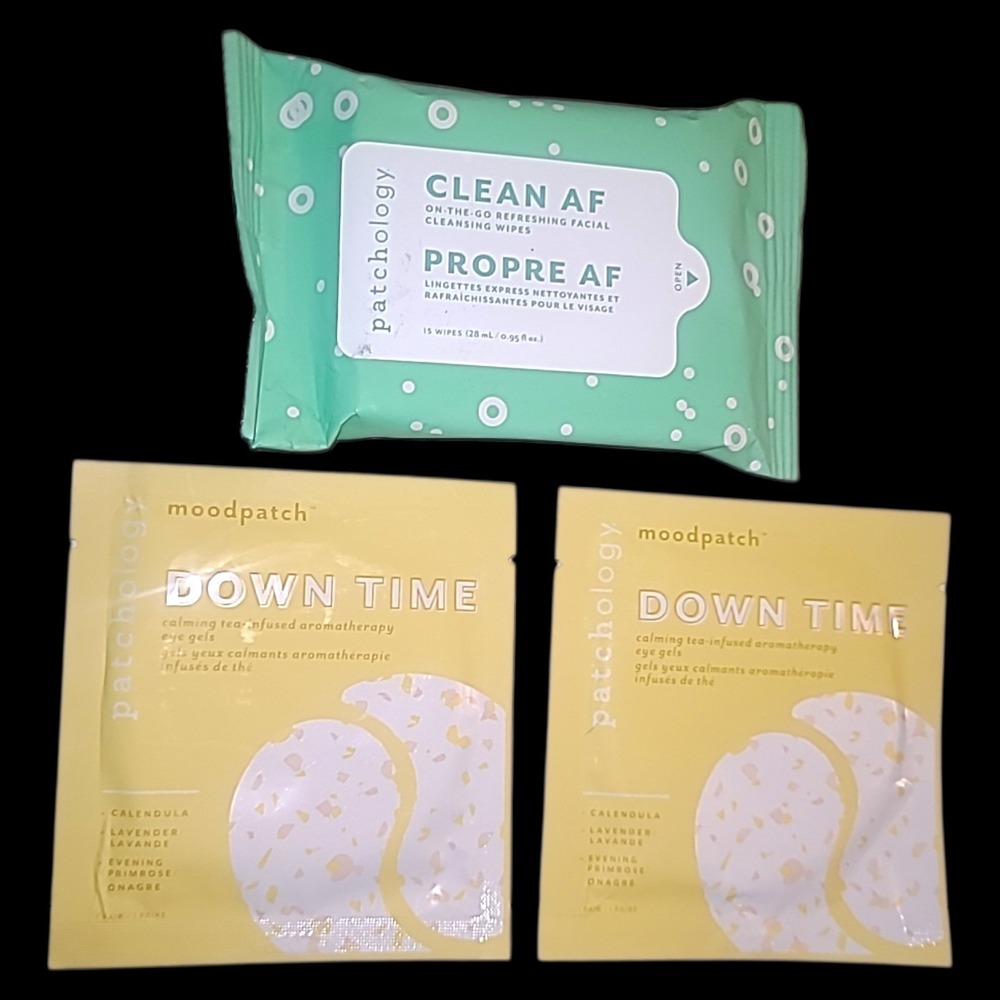 Patchology Clean AF Face Wipes &â Down Time Eye Gels Lot New Sealed